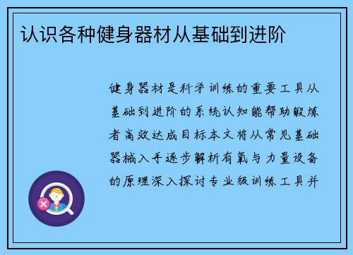 认识各种健身器材从基础到进阶